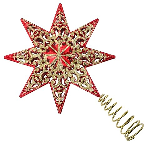VINTORKY Einzigartige Baumspitze Weihnachtsbaum-Dekoration Roter Baumkronenstern Für Festliche Feiertagsdekoration