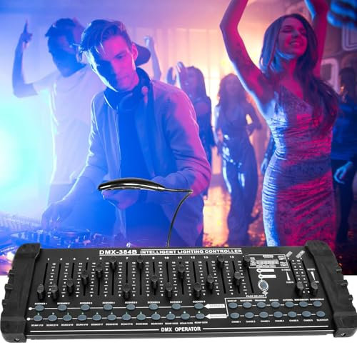 Contrôleur de lumière DMX, 384 canaux Fog DMX-512 DJ Controller Support 30 banques 8 scènes 24 appareils Console d'éclairage de scène pour l'édition de programmes de lumières DJ Show Bar Club Noël