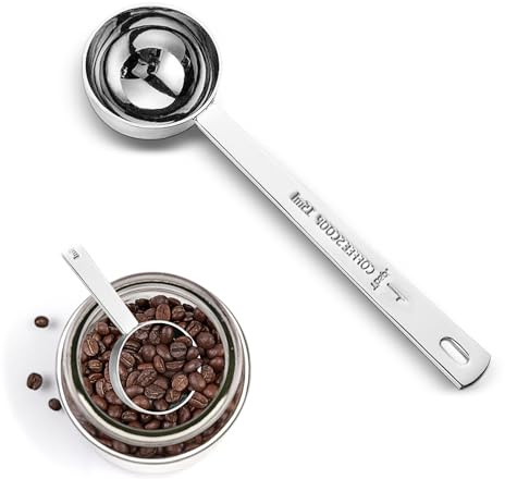 2 Pack Measuring Spoon, 30ml 15ml Mirror Polished Stainless Steel Coffee Spoon, Coffee Spoon, Long Handle Measuring Spoon, Suitable for Grinding Coffee, Powder (Silver, 15ml)
