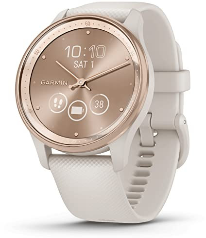 Garmin [Renewed vívomove Trend, 40mm Stylish Hybrid Smartwatch with Health and Fitness functions, Dynamic Watch Hands, Touchscreen Display and up to 5 days battery life, White Cream (Renewed)