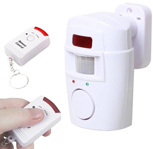 Meichoon Infrared Motion Sensor Alarm with 2 Remote Controls Loud Wireless Security System Indoor Outdoor Portable Alert Burglar for Home Garage Van Shop