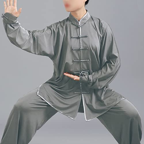 005,M,Mujer Tai Chi Ropa Seda De Leche Artes Marciales Wing Chun Kung Fu Uniforme Unisexo Manga Larga Traje De Entrenamiento De Competición Zen Meditación Uniforme