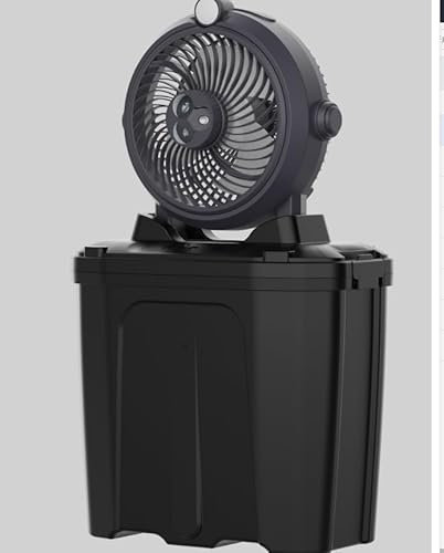 Ventilateur Brumisateur Portable avec Seau 11L et LED, Ventilateur Camping avec 20000mAh Batterie, 3 Vitesses, 3 Modes de Brumisation, Oscillation Verticale 45°, pour Camping, Pêche