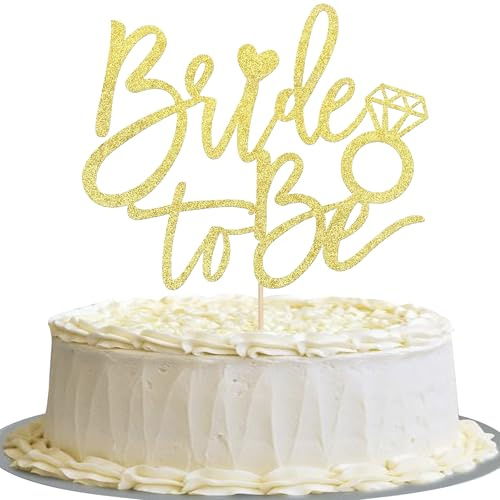 1 Stück Bride to Be Tortendeko Glitzer Ring Kuchen Deko Hochzeit Cake Topper für Bachelorette Braut Dusche Thema Party Kuchen Dekoration Gold