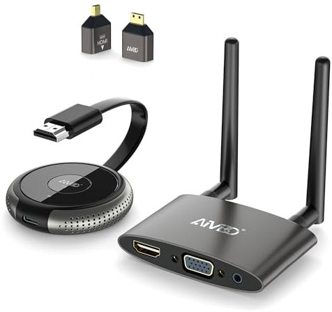HDMI Wireless Trasmettitore e Ricevitore 4K/5G, HDMI&VGA Doppio Schermo, Streaming Audio Video da Laptop/TV Box/Camera/Bluuray/PS a Televisione/Monitor/Proiettore 165FT/50M