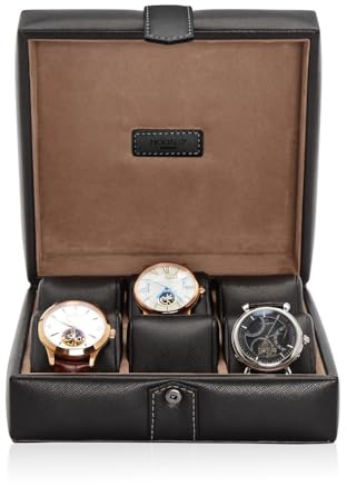 MODALO Gallante Uhrenbox für 6 Uhren – Elegante Uhren Aufbewahrungsbox mit weichem Innenfutter – Stilvolles Design für Damen & Herren (Schwarz)