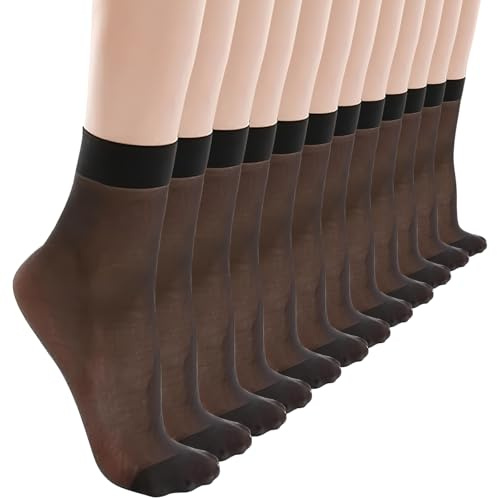 Nylonstrumpor dam, 20 par nylonstrumpor dam 15 de fina strumporna, sexiga ankelstrumpor nylonstrumpor transparent, svart, one size