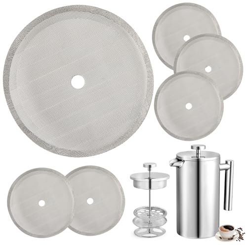 cafetiere filtre de Presse Française, 6 pièces Filtres à Tamis de Rechange pour Presse Française, 100 Mailles french press de rechange pour cafetiere a piston 1000 ml Café de Presse Française