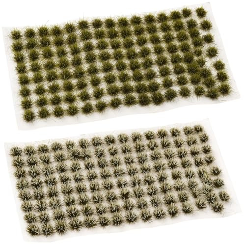 SOFPLATE 2 boîte de 208 pièces de Gazon Miniature en Plastique pour Décoration de Train Miniature Buissons Statiques Arbustes Diorama Disposition de Chemin de Fer Végétation Verte pour Jeux de Guerre