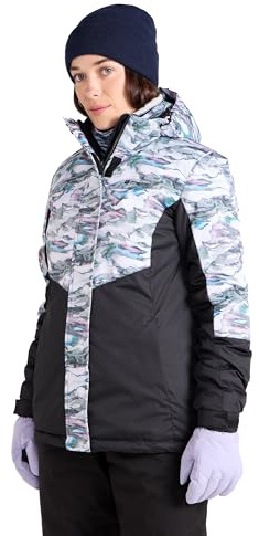 Mountain Warehouse Dawn Veste de ski pour femme – Imperméable à la neige – Veste chaude doublée en polaire, poignets réglables, ourlet et capuche – Vêtement de ski idéal en hiver, gris, 40