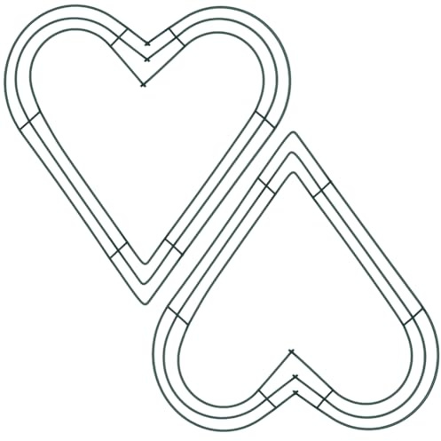 CRASPIRE 2 Pack Wreath Frames Heart Shaped Wire Wreath Form Dark Green Metal Rings for Halloween Christmas Wedding Front Door Outdoor DIY Craft Decorations Making Supplies
