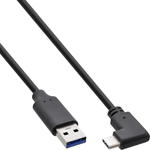 InLine USB-C auf USB-A Kabel, gewinkelt, USB 3.2 Gen.2, 10Gb/s, 3A, kurz, 0,5m, 35716W