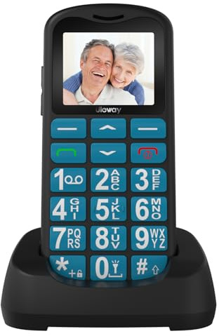 CHAKEYAKE Big Button Mobile Phone for Elderly with Charger Station, Easy to Use Basic Mobile Phone, SIM Free Unlocked, SOS Emergency Button, Large Volume, Speed Dial, FM Radio(Blue)