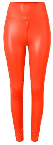 Leggings in pelle da donna in ecopelle, a vita alta, in lattice, colore nero, effetto bagnato, sexy, push up, in pelle, laccato, elasticizzati, leggings termici, leggin inverno, per festival, grandi