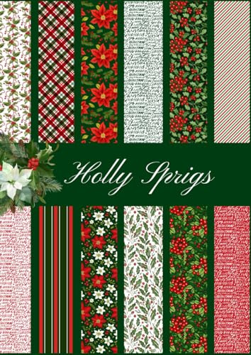 Holly Sprigs A4 Scrapbook Paper Pad: 36 sheets (12 designs, 3 of each design) plus BONUS PAGES