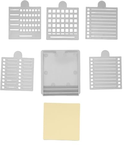 Fockety Sticky Notes Holder, Plastic Practical Sticky Notepad Holder Sticky Note Stencil Dispenser Sticky Note Organizer med 5 Stencil för Kontorshemskola (GREY)