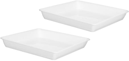 OFFSCH Soucoupes Carrées Plateau Épais Anti-basculement Lot de 2 en Plastique Blanc pour Plantes et Bonsaïs pour Jardinage et Décoration Intérieure
