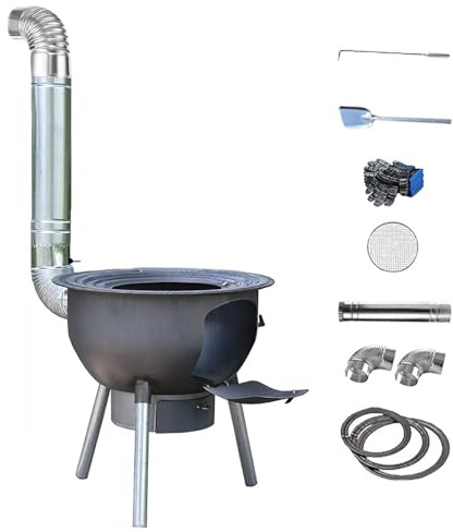 Wood Burning Stove Camping, Thickened Cast Iron Rural Heating Stove, Outdoor Portable Detachable Firewood Stove for Cooking, Hiking, Backpacking