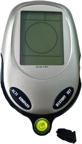 Digital Altimeter with LCD Display, Compass, Barometric Pressure and Temperature Gauge, 4 x 2.5 x 3.5 inches, Silver