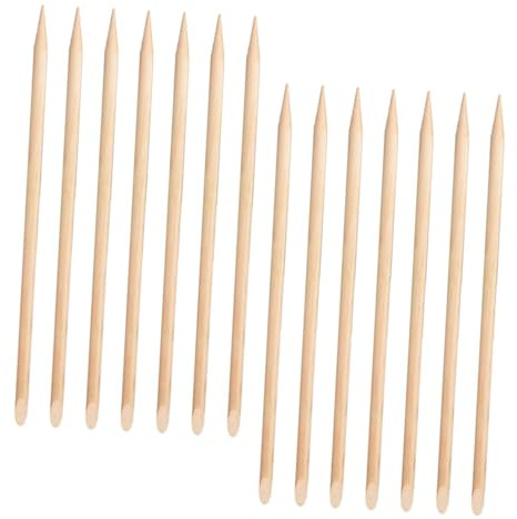 Palillo para Cutículas para Uñas de Madera Khaki 100 Piezas | Punta Doble Plana y Afilada, Desechables, para Pies y Hogar, Acabado Liso
