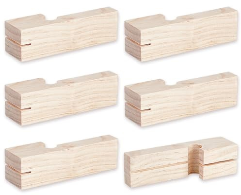 AHANDMAKER 3 Pairs Wood Line Blocks, 4 Inch Masonry String Lines Concrete Blocks Portable Wooden Masons Lines Holder Clamps for Gardening Masonry Tools Bricklaying Tools Straight Line Stabilizer