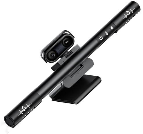VoltHarbor 4K Webcam with Ring Light & Microphone, 4K Ultra HD Streaming Camera, Built-in Dual Noise-Canceling Mics, Auto Light Correction, for Zoom/Skype/Teams/YouTube/Twitch, Plug & Play, for PC