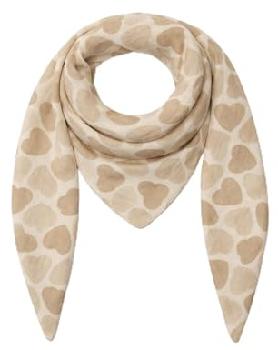 FASHION YOU WANT Musselin Tuch mit Herzen Dreieck HERZ in HERZ Damen Halstuch Herzmuster Made in Italy 195x72cm Frühling Sommer Weich Leicht kuscheliger Baumwolle Schal