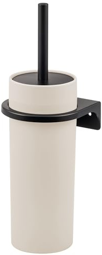 bremermann runde WC-Garnitur Savona mit gummierter Softtouch-Oberfläche inkl. Wandhalterung zum Kleben oder Bohren & 1 Ersatzbürstenkopf - für Badezimmer und Gäste-WC aus Kunststoff (Beige)