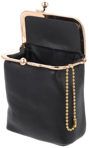 ibasenice Petit Organisateur de Rouge à Lèvres en Cuir d'agneau Noir Boucle, Étui Simple et Élégant pour Voyage et Usage Quotidien