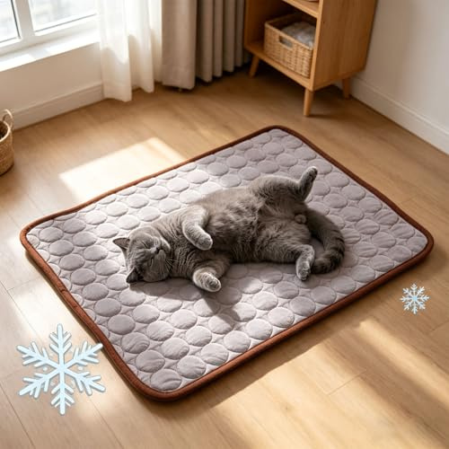 Kühlmatte SelbstküHlend für Hund Und Katze, Dünn Kühldecke Hund Sommer Hundematte Bett Kühldecke rutschfest Kühlkissen Tragbares Waschbar Pet Cooling Mat für Hause,Reisen