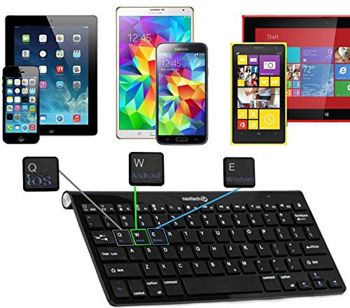 Navitech Black Wireless Bluetooth Multi OS Keyboard Compatible With All Android/Windows & IOS Tablets Including The Fusion5 Xtra Power4