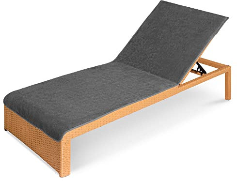 JEMIDI Housse Chaise Longue - Protection Chaise de Jardin 200 x 75 cm en Coton - Serviette Grande Taille pour Plage Piscine Bronzage