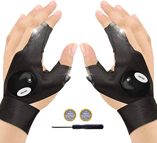 FILOWA San Valentín Regalo Originales para Hombre Guantes de Pesca LED,Pesca Articulos Accesorios Ideas Cumpleaños Gadgets para Papa Novio Guantes Linterna al Aire Libre Dedo Pulgar Guante Senderismo