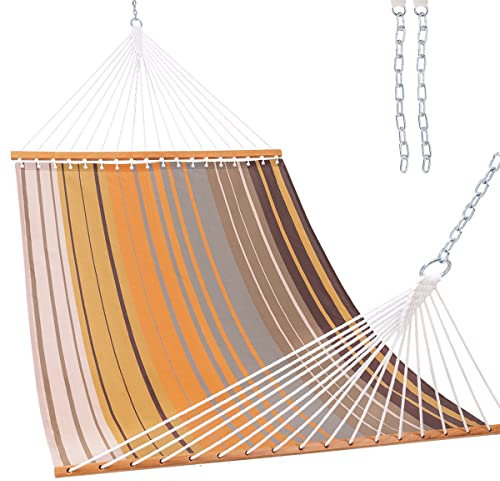 Lazy Daze Hammocks Amaca ad asciugatura rapida con barra spalmatrice per 2 persone doppia amaca con catene esterne patio esterno piscina cortile spiaggia capacità 200 kg caffè
