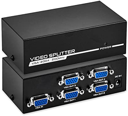 TCNEWCL VGA Splitter: 1 PC zu 4 Monitore, 4 Port VGA Verteiler für Home oder Theater, 200 MHz, 1920 x 1440