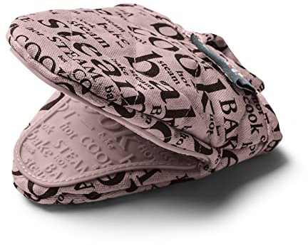 Zeal Silicone Pot Holder Mini Oven Mitt – Mitt for Air Fryer with Hot Print Design and Comfortable Quilted Cotton Inner – Heat and Water Resistant, Rose Pink