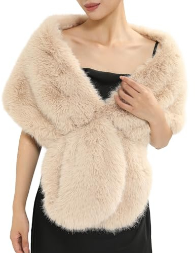 MELIFLUOS DESIGNED IN SPAIN Fur Collar Scarf for Women Faux Fur Scarves Neck Shrug for Fall Winter Coat Dress (FC06-15)