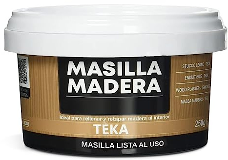 TIENDA EURASIA - Masilla para Madera, Tarrina de 250g, 7 Colores Diferentes, Pasta para Madera, Lista para Usar, para Rellenar y Retapar Madera al Interior (Color Teka)