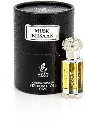 AYAT PERFUMES – Musc Huile Parfumée MUSK EHSAAS Attar Extrait de Parfum Sans Alcool 12 ml – Senteur Arabian Parfum Oriental pour Femme & Homme Longue Tenue – Jolie Bouteille Fabriquée à Dubaï