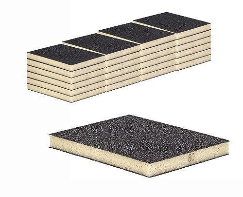 Schleifschwamm Schleifmatte 24 Stück Schleifschwämme Grobe Körnung K80 für Holz Lack Metall Trocken u. Nass Schleifen waschbar u. wiederverwendbar