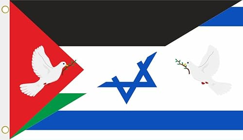 U24 Flagge Fahne Palästina-Israel mit Friedenstaube Hissflagge 90 x 150 cm