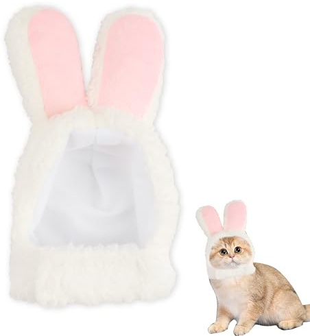 hhdatc Cute Cat Hat Costum Bunny Rabbit Hat with Ears for Cats & Small Dogs，Rabbit Ears for Dogs Party Costume Easter Pet Accessory Headwear