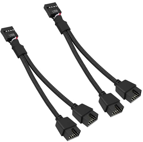 HALOULENI 2 Pack USB Header Splitter USB 2.0 9Pin Female to Dual 9Pin Male Extension Cable Motherboard 9PIN USB2.0 Header Splitter for Computer Internal Motherboard