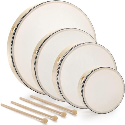 4-teilig handtrommel mit schlägel für kinder,handtrommel percussion,tamburin trommel,tamburin holz,tambourin percussion,trommel mit schlägel