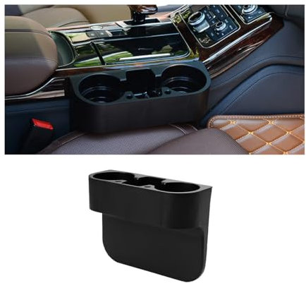 CGEAMDY Auto-Leder-Getränkehalter - Universelle Lücken-Aufbewahrungsbox, Abnehmbarer & Waschbarer Mittelkonsole Getränkehalter (Schwarz)