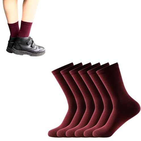 Balseti Calcetines Lisos Bajos. 85% Algodón. Unisex Niño, Niña. Modelos para Uniformes, Colegio, Trajes, Ejecutivos. Pack 6 Pares Transpirables. (FR/ES, Números, 36, 39, Regular, Granate)