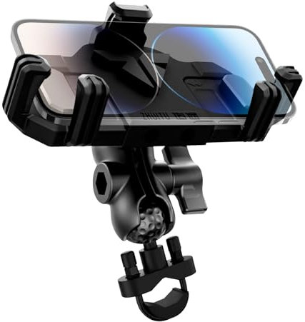 cimsfcor Motorrad-Handyhalterung mit Vibrationsdämpfer, Anti-Shake-Anti-Diebstahl-Motorrad-Handyhalterung für Motorrad, Fahrrad, Roller, 720 ° freie Drehung, kompatibel mit 12,1 cm ~ 7,2 Zoll Handys