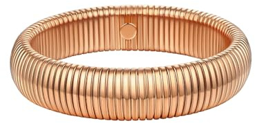 FOCALOOK Schlangen Armreif Elastisches Armband Edelstahl Armreif Rosegold Stretch Armband Damen Manschette Armspange breit 20mm Armband Schmuck