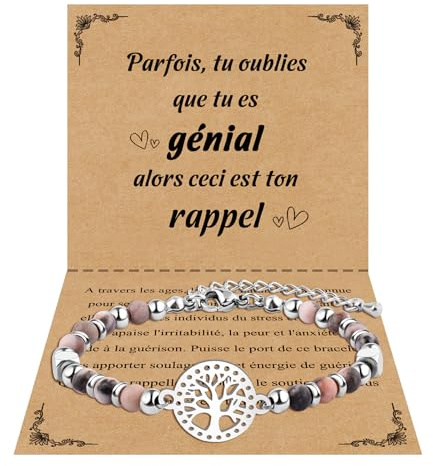 CheersLife Bracelet Arbre de Vie Femme Cadeau Femme Trefle Bracelet | Pierres Naturelles Original Cadeaux Ado Fille Cadeau Anniversaire Bracelets Cadeaux pour Mamie Maman Sceur Amie