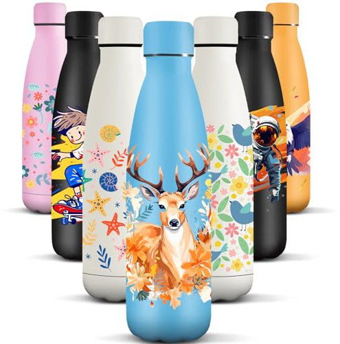 HoneyHolly Edelstahl Trinkflasche, 500ml BPA-frei, Thermosflasche, Isolierflasche Doppelwandige, Wasserflasche, Auslaufsicher, 18/8 Edelstahl, Thermoskanne für Sport, Camping, Schule